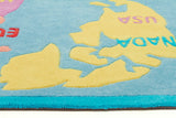 World Map Rug Blue