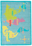 World Map Rug Blue