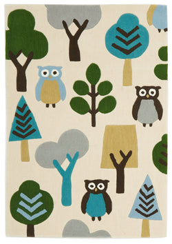 Owl In The Forest Rug Cream