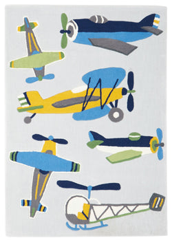 Little Aviator Plane Rug Blue