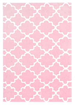 Kids Trellis Design Rug Pink