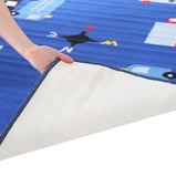 Kids Non Slip Cars Rug Blue