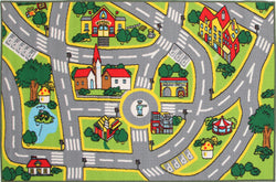 Kids Non Slip Road Map City Rug