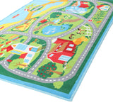 Kids Non Slip Road Map Beach Rug Blue