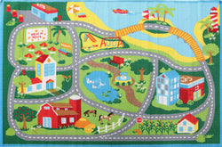 Kids Non Slip Road Map Beach Rug Blue