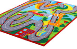 Kids Non Slip Road Map Track Rug