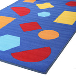 Kids Non Slip Shapes Rug Blue