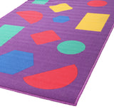 Kids Non Slip Shapes Rug Purple