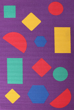 Kids Non Slip Shapes Rug Purple