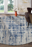 Ashley Abstract Modern Blue Grey Round Rug