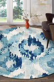 Lesley Whimsical Blue Round Rug