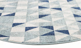 Illusion Modern Geo Blue Ivory Round Rug