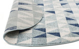 Illusion Modern Geo Blue Ivory Round Rug