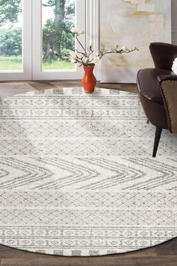 Adani  Modern Tribal Design Grey Round Rug