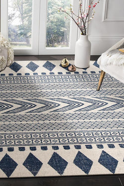 Adani  Modern Tribal Design Navy Rug