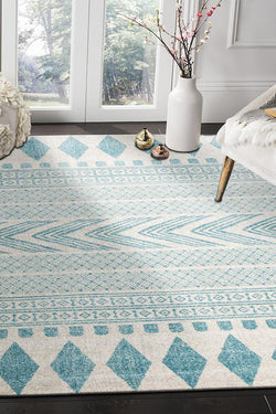 Adani  Modern Tribal Design sky Blue Rug