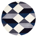 Digital Designer Wool Rug Blue Grey White