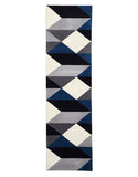 Digital Designer Wool Rug Blue Grey White