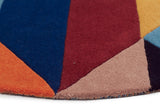 Sandy Designer Wool Rug Rust Blue Navy