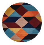 Sandy Designer Wool Rug Rust Blue Navy