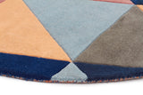 Prism Designer Wool Rug Rust Blue Navy