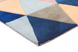 Prism Designer Wool Rug Rust Blue Navy