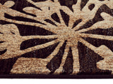 Delicate Floral Pattered Rug Black