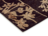 Delicate Floral Pattered Rug Black