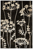 Delicate Floral Pattered Rug Black