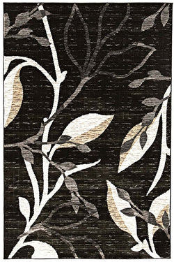 Designer Branch pattern Rug Charcoal