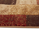 Patchwork Design Rust Rug