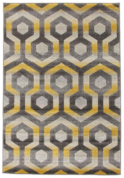 Irene Hive Modern Rug Yellow Grey