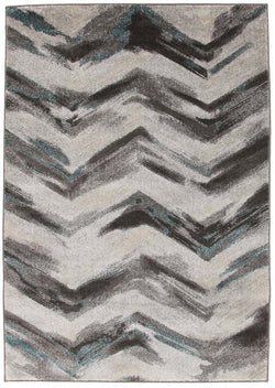 Ella Chevron Modern Rug Grey Blue