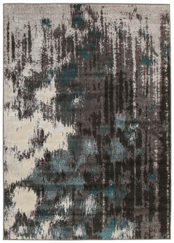 Capri Modern Rug Blue Charcoal Grey