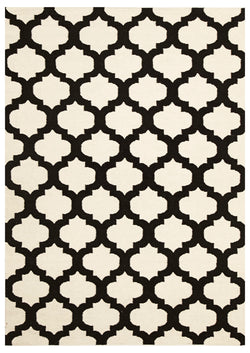 Flat Weave Quatrefoil Rug Ivory Black