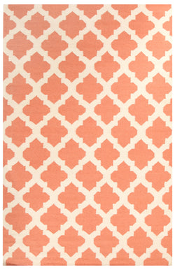 Flat Weave Quatrefoil Rug Coral Ivory