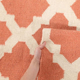 Flat Weave Quatrefoil Rug Coral Ivory