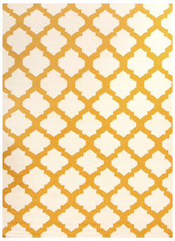 Flat Weave Quatrefoil Rug Gold Ivory