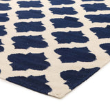 Flat Weave Quatrefoil Rug Navy Ivory