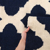 Flat Weave Quatrefoil Rug Navy Ivory