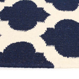 Flat Weave Quatrefoil Rug Navy Ivory