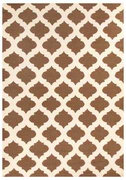 Flat Weave Quatrefoil Rug Brown Ivory