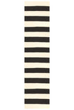 Flat Weave Stripe Black White Rug