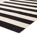 Flat Weave Stripe Black White Rug