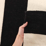 Flat Weave Stripe Black White Rug