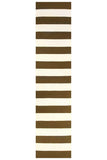 Flat Weave Stripe Olive White Rug