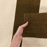 Flat Weave Stripe Olive White Rug