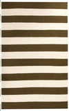 Flat Weave Stripe Olive White Rug