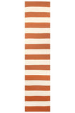 Flat Weave Stripe Orange White Rug