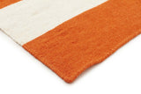 Flat Weave Stripe Orange White Rug